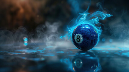 a blue billiard ball with number and smoke wallpaper