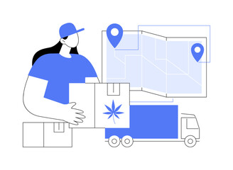 Cannabis shipping isolated cartoon vector illustrations.