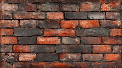 Obraz premium Red brick wall. Texture of old dark brown and red brick wall panoramic backgorund , ai