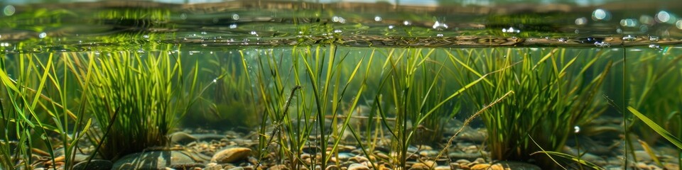 Lush growth of aquatic vegetation