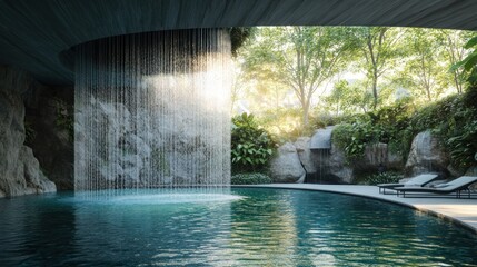 Luxury Resort Pool with Waterfall