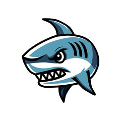 Obraz premium angry shark vector illustration in cartoon style isolated on white background