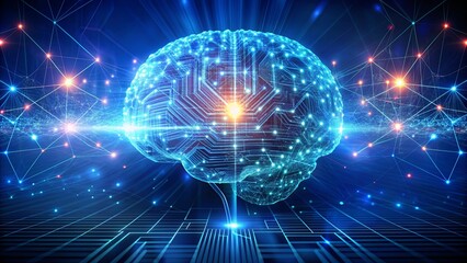 Fototapeta premium Digital brain symbolizing artificial intelligence and technology advancement, AI, technology, innovation