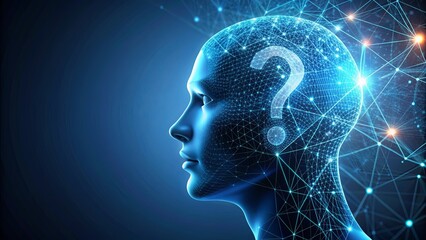 Obraz premium Head with question mark representing artificial intelligence concept, AI, technology, machine learning