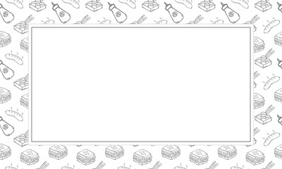 food and beverage frame in doodle style frame background