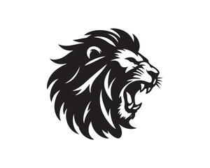 Crazy Lion Logo Design Vector Template. Lion Head Logo Icon Vector illustration