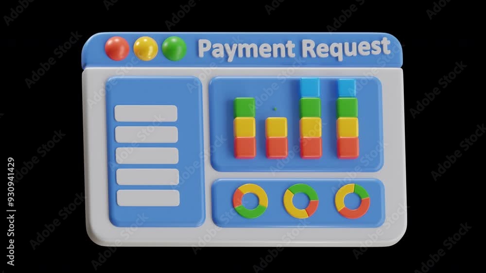 Poster 3d animation of payment requests make transactions easy | alpha channel