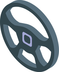 Car steering wheel is isolated on a white background, suggesting the concept of driving