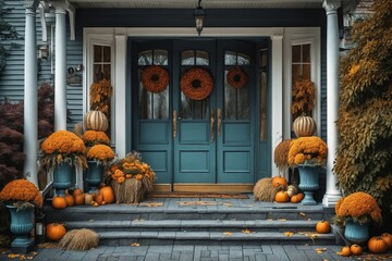 Obraz premium Fall Decorations on Front Porch