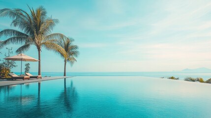 Summer Resort Beach Sea Relax Travel Vacation Palm Tropic Copy Space Banner Background Hotel, ai