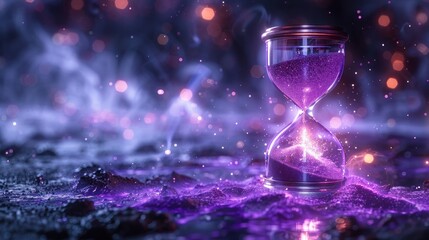 Purple Hourglass with Ashes - Creative Ash Wednesday Scene Symbolizing Reflection and Passage of Time