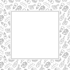 food and beverage frame in doodle style frame background