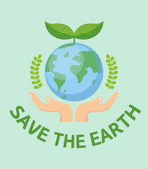 Let's Protect the Earth with Sprouts and Earth. Environmental Protection Logo Illustration