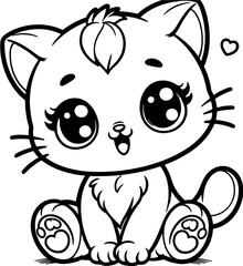 Fototapeta premium coloring book, coloring, outline, line, cartoon, animal, cute, funny, pet, drawing, character, cat, icon, illustration, art, animals, kitty, kitten, vector, black,cover book,book,paint,coloring book