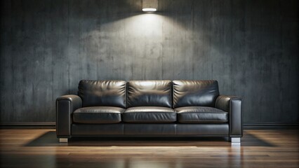 Dark couch in an empty living room , dark, couch, living room, empty, interior, furniture, home, design, modern