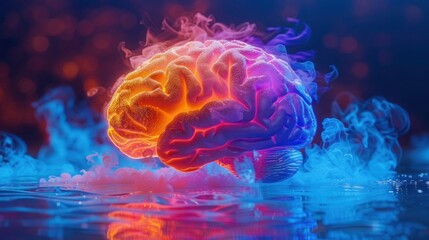 Obraz premium Vibrant Human Brain: Bursting with Creativity and Colorful Actions