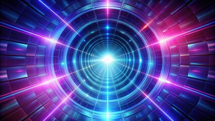 Obraz premium Radial blue and purple light shining through dark tunnel , glowing, darkness, print design