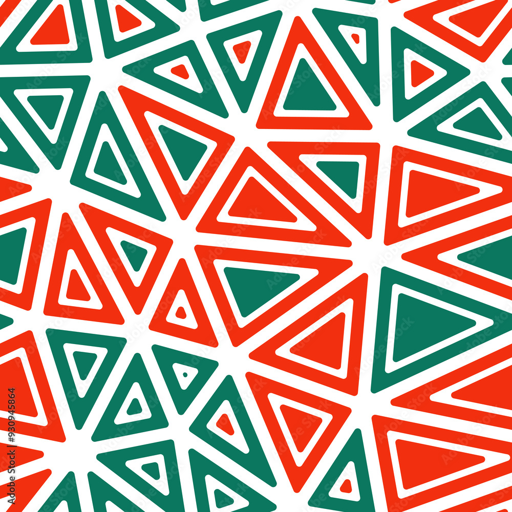 Poster vector seamless pattern. rounded solid shapes in frames. big triangles size. multicolored style. rep