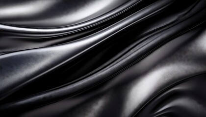 Fototapeta premium black fabric draped in a wavy pattern, creating a smooth and shiny texture