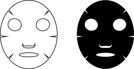 outline silhouette facial mask icon set