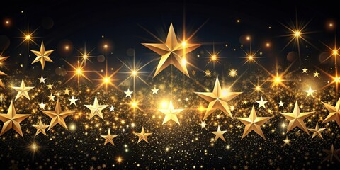 Stars gleaming brightly against a deep dark background, night, astronomy, celestial, space, galaxy, light, glowing, cosmos