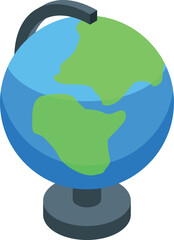 School globe showing south america for a geography lesson about continents and countries