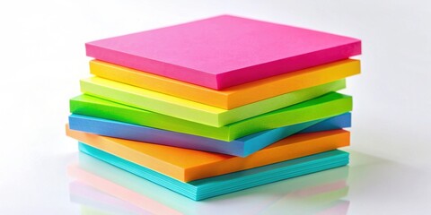 Colorful stack of empty sticky notes for vibrant reminders, reminder, colorful, creativity