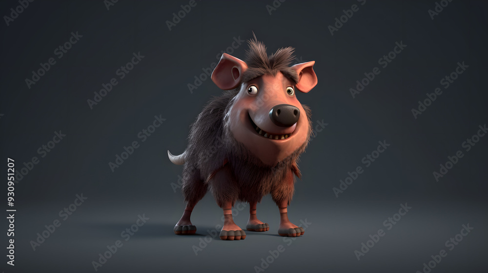 Wall mural boar 3d cartoon style