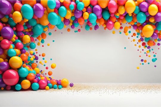 Colorful Balloons on White Wall Background