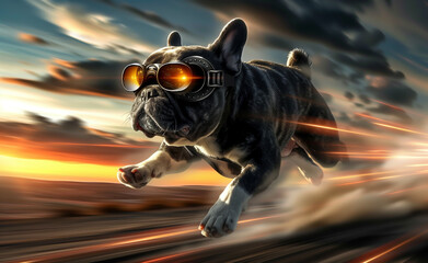 French bulldog moving at the speed of light generated by AI

