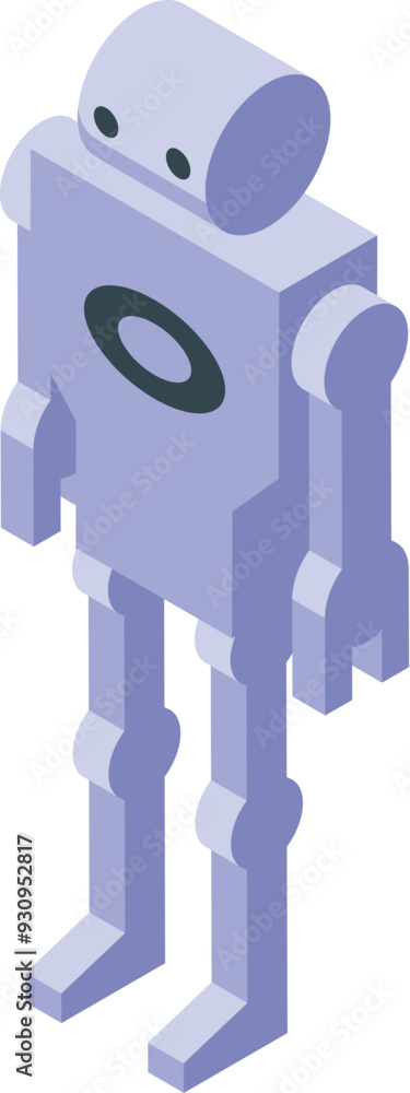 Poster modern robot is standing still in an isometric view