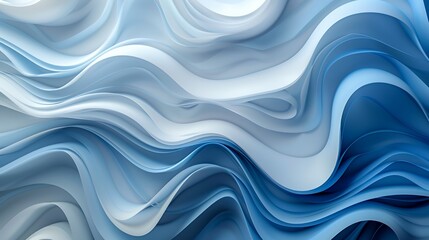 Fototapeta premium Abstract blue and white wavy pattern with flowing lines and curves.