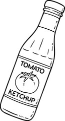 Vector Cartoon Hand Drawn Tomato Ketchup Line Art
