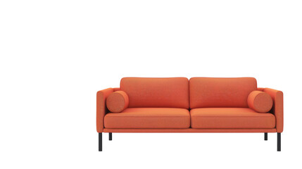 Obraz premium A modern orange sofa with rounded cushions, designed for comfort and style in living spaces.