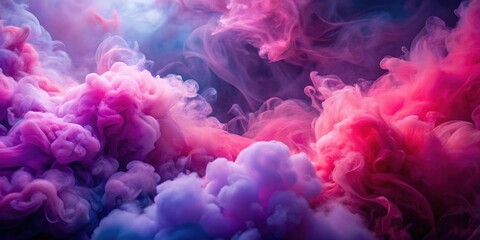 Obraz premium Billowing pink and purple smoke creating a dreamy and mystical background, smoke, billowing, pink, purple, dreamy