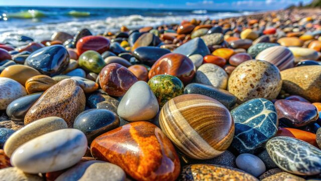 Rocks of various origins polished by nature at Swamis Beach , multicultural, rocks, Swamis Beach, Encinitas, California