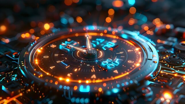 Futuristic Holographic Clock - Visualizing Productivity and Time Efficiency