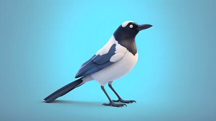 Fototapeta premium Magpie 3d cartoon style