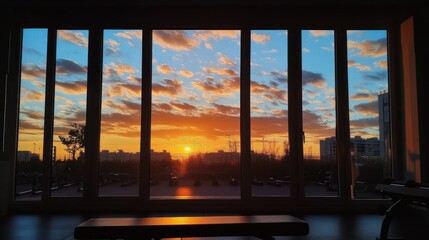 Sunrise View Through Window