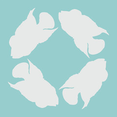 The flowerhorn fish patterned ceramic design is rotated to create an abstract motif