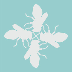 a ceramic design with a wasp motif that is rotated to create an abstract motif