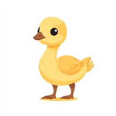 A cute and cheerful cartoon duck standing playfully with vibrant yellow feathers and big expressive eyes.