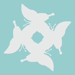 a ceramic design with a butterfly motif that is rotated to become an abstract motif