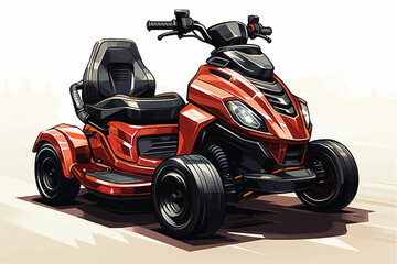 Summer offroad atv with front three quarter view, isolated on grey background. 3d rendering - illustration