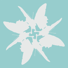 a ceramic design with a butterfly motif that is rotated to become an abstract motif