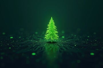 A tree growing on a computer motherboard. Generative AI