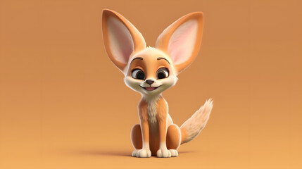 Naklejka premium Fennec Fox 3d cartoon style