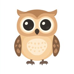 Fototapeta premium Cute cartoon owl with big eyes, perfect for children's illustrations, educational materials, and animal-themed designs.