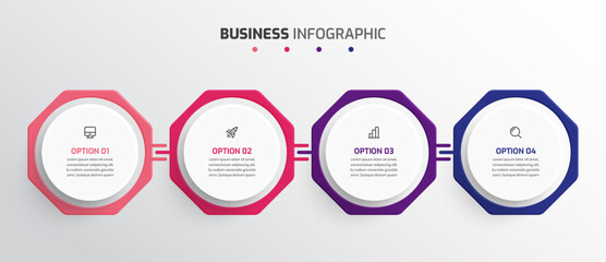 Infographic Design Presentation Business Template with Circle Label 4 Option and Icon