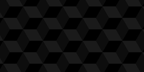 	
Minimal vector cubes geometric tile and mosaic wall grid backdrop digital hexagon technology wallpaper background. dark black block cube structure backdrop grid triangle texture vintage design.